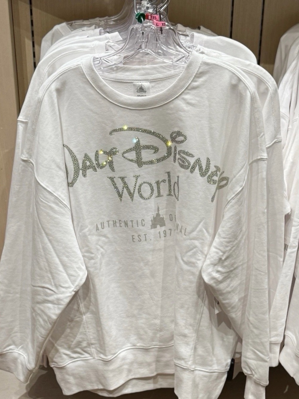 Authentic WDW 2026 crewneck white with rhinestone NWT SIZE XL
